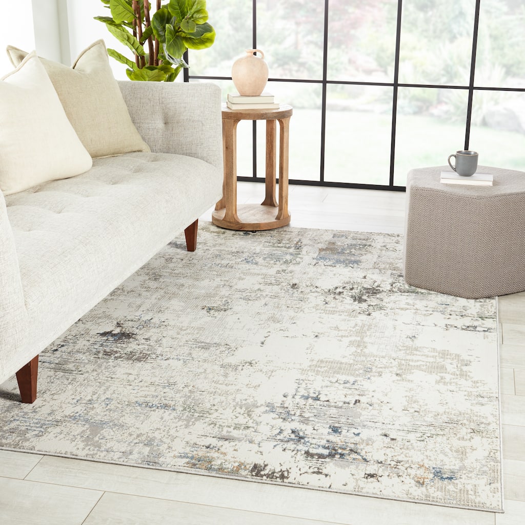 Jehan Abstract Gray/ Light Blue Area Rug