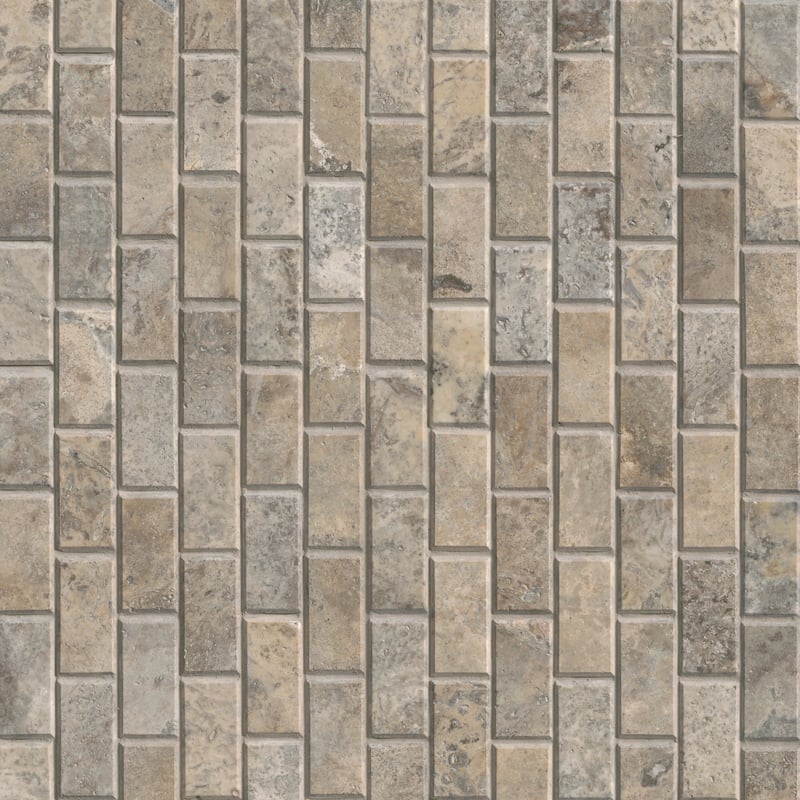 Ackland AKM-S-2X4BSWH-CA 12" x 12" Marble and Travertine Brick Wall