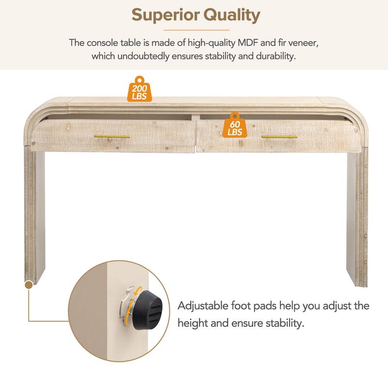 Unique Retro Silhouette Console Table with Two Top Drawers