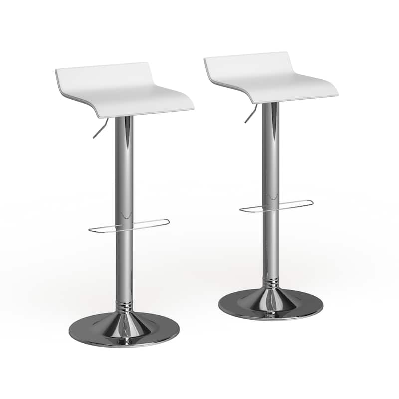 Porch & Den Blaine Chrome Air Lift Adjustable Swivel Stools (Set of 2) - White