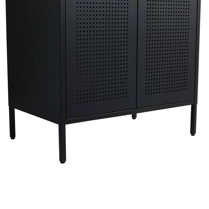 30 Inch Freestanding Bathroom Vanity Base with Adjustable Shelf and Punch-Hole Doors, Excluding Top Sink