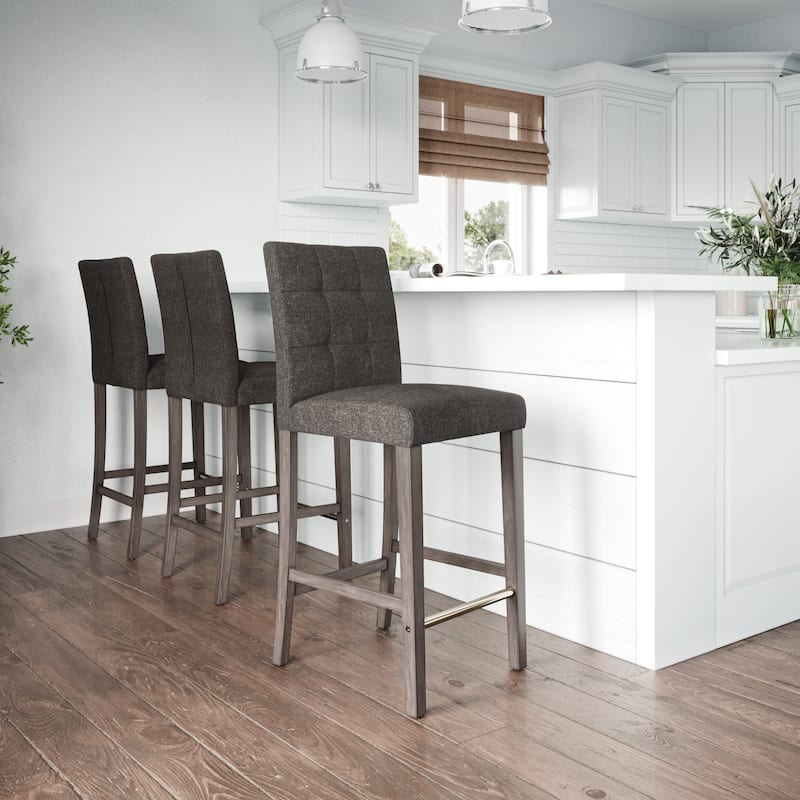 Leila Upholstered 31" Bar Height Barstool - Charcoal
