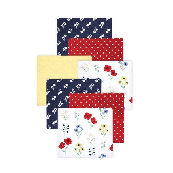 slide 1 of 1, Little Treasure Hudson Baby Girls Cotton Poly Flannel Receiving Blankets Multipack, Red Wildflower, 30x30 inches 30x30 inches - Red Wildflower