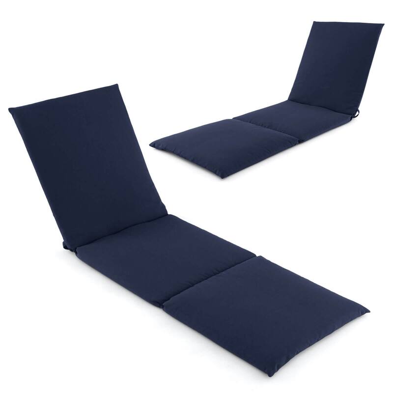 Costway 1/2 PCS Outdoor Chaise Lounge Cushion with Hook & Loop - 2 PCS