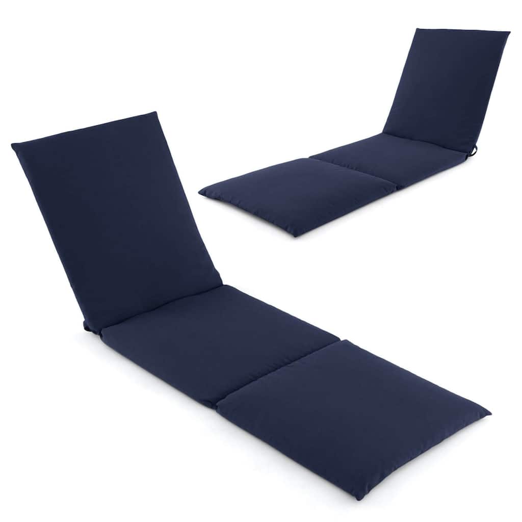 Costway 1/2 PCS Outdoor Chaise Lounge Cushion with Hook & Loop