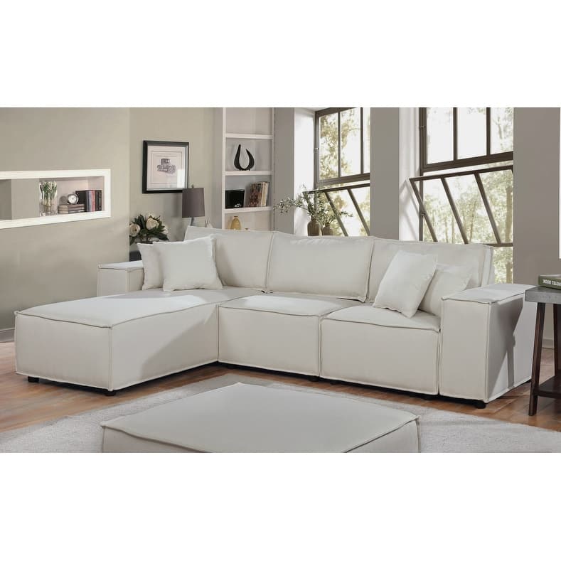 Copper Grove Doetinchem Beige Linen Sofa with Reversible Chaise