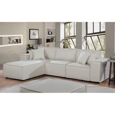 Copper Grove Doetinchem Beige Linen Sofa with Reversible Chaise