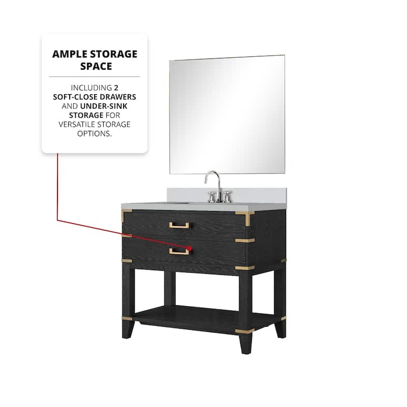 Norwalk Bath Vanity with Quartz Top, Sink, Mirror and Faucet