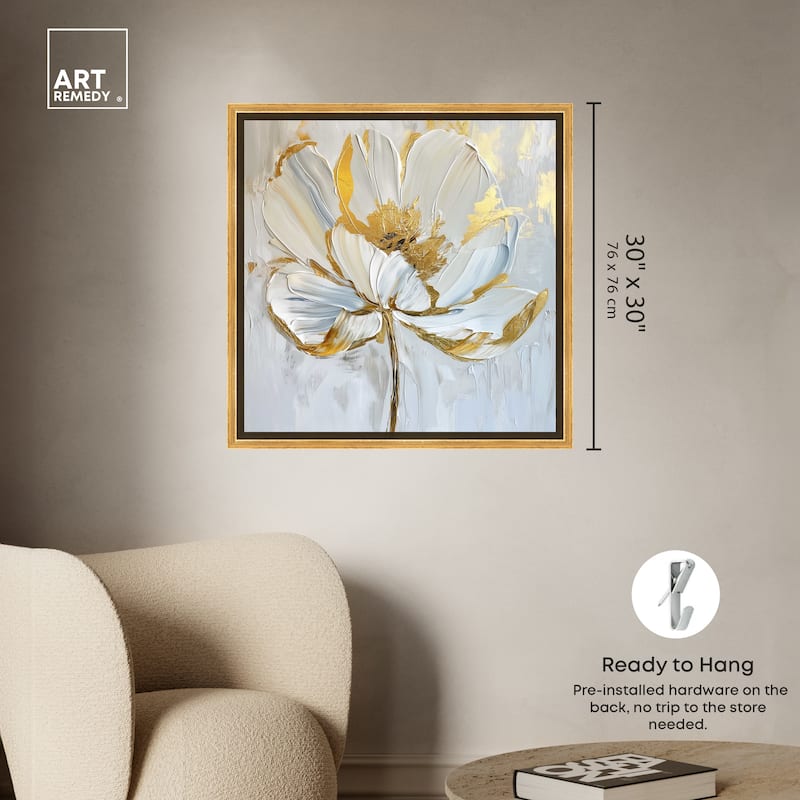 Art Remedy Gold Magnolia II Framed Floral Fine 1 Piece Canvas Wall Art