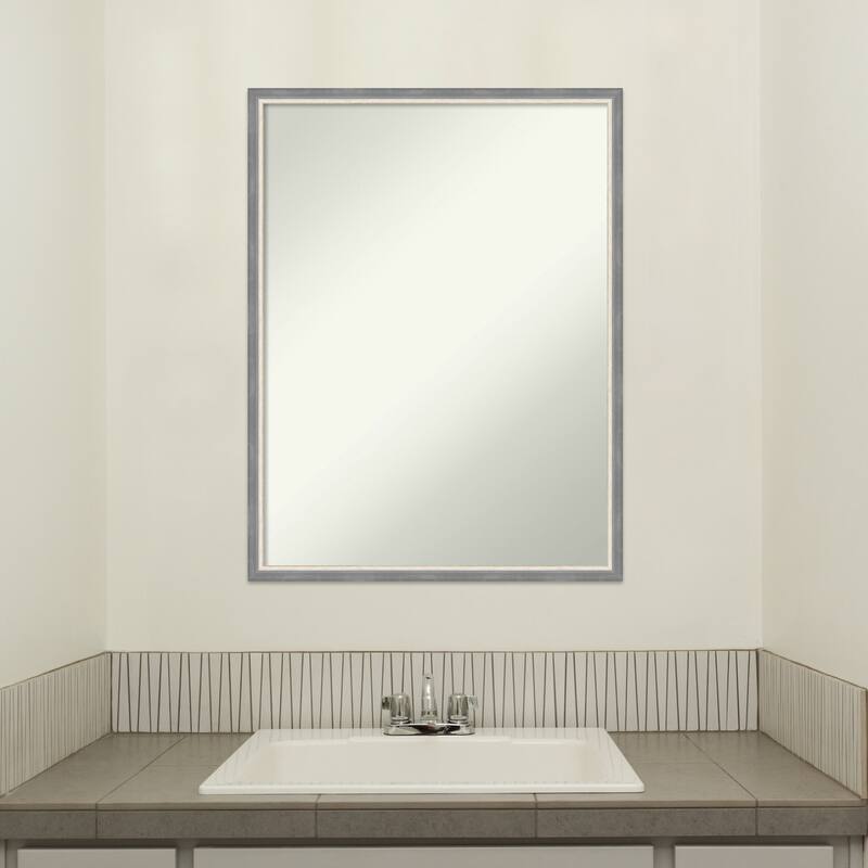 Theo Narrow Non-Beveled Wood Framed Bathroom Vanity Wall Mirror