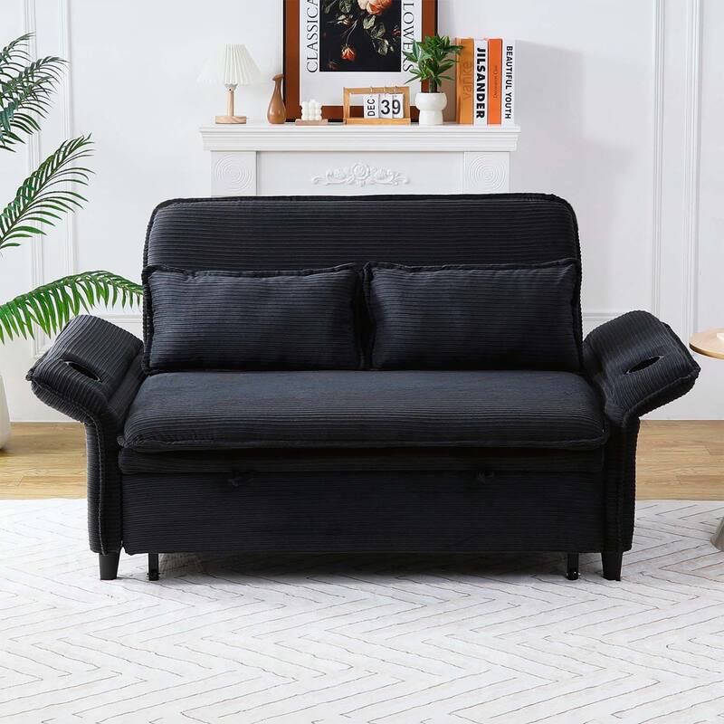 65.74-inch Adjustable Armrest and Backrest Multi-Functional Sofa Bed,Ideal for Bedrooms and Living Rooms - Black