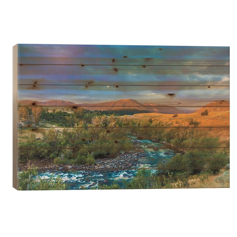 Stillwater River Montana Print On Wood by Sarah Kadlecek - Multi-Color - 26x40x1.5