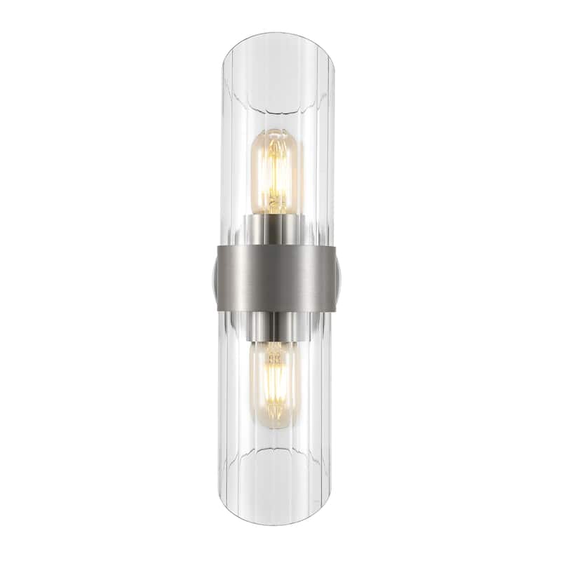 SAFAVIEH Lighting Eytan 2-light 6-inch Glass Wall Sconce with Bulbs (Set of 2) - 6.3 in. W x 4.8 in. D x 16.5 in. H