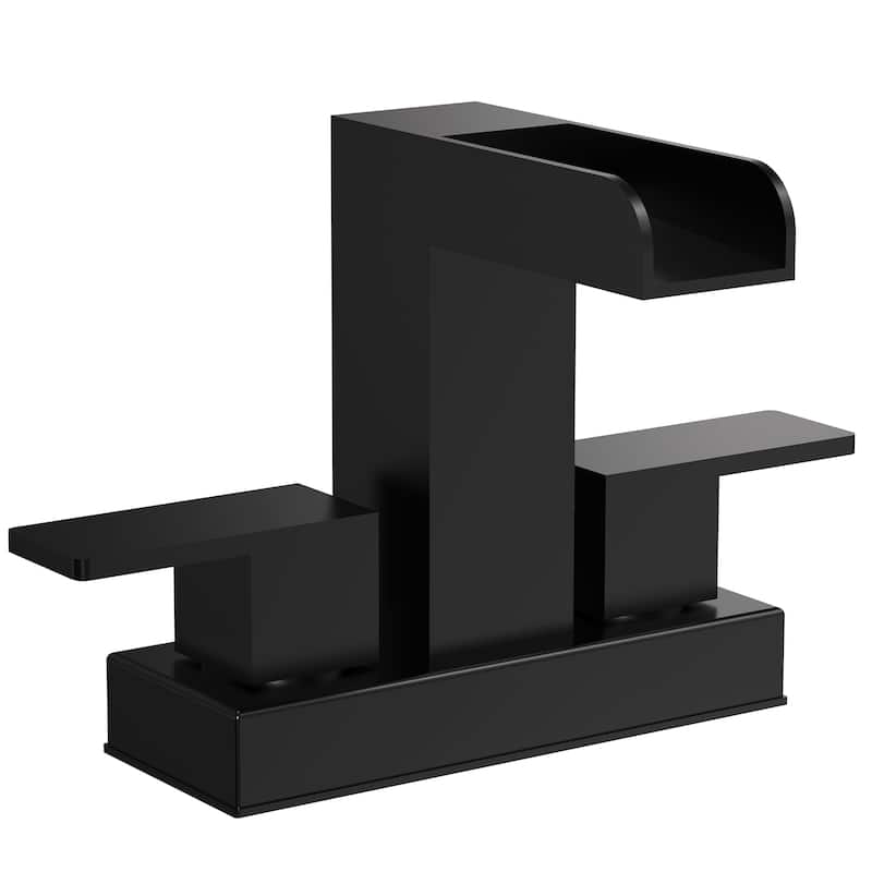 2/3 Hole Deck Mount Waterfall Sink Faucet with Dual Handles Open Spout Design - Matte Black