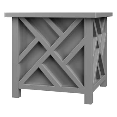 Lattice Design Planter Box - 15.5-Inch-Square Decorative Outdoor Flower or Plant Pot by Pure Garden (Gray)