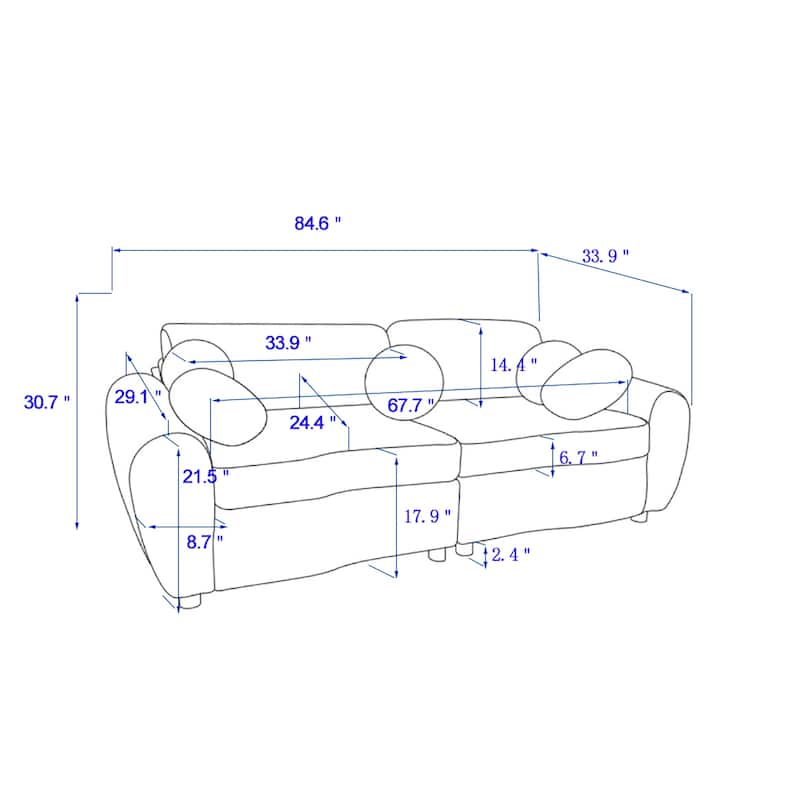 84"Modern Chenille Sofa Couch for Living Room