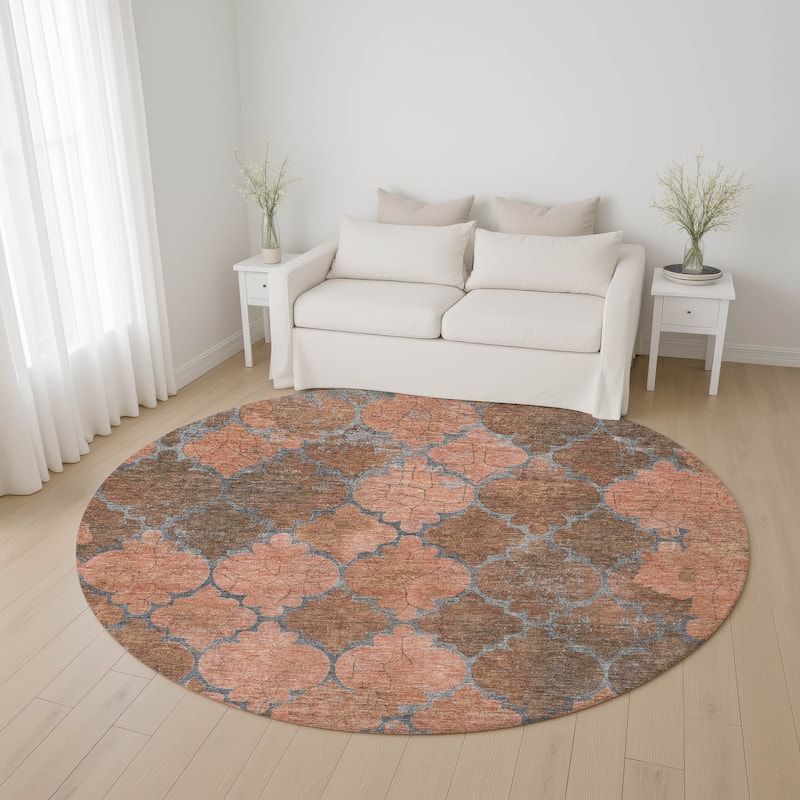 Premium Washable Super Soft Modern Trellis Mayfield Rug - Copper - 8' x 8'