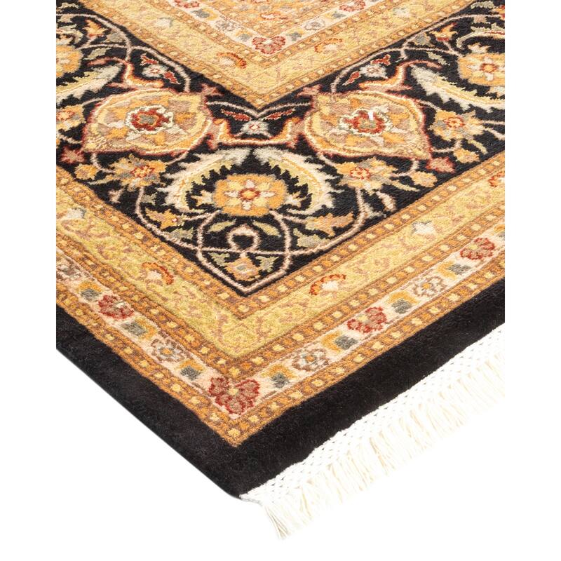 Overton Hand Knotted Wool Vintage Inspired Traditional Mogul Black Area Rug - 8 x 10