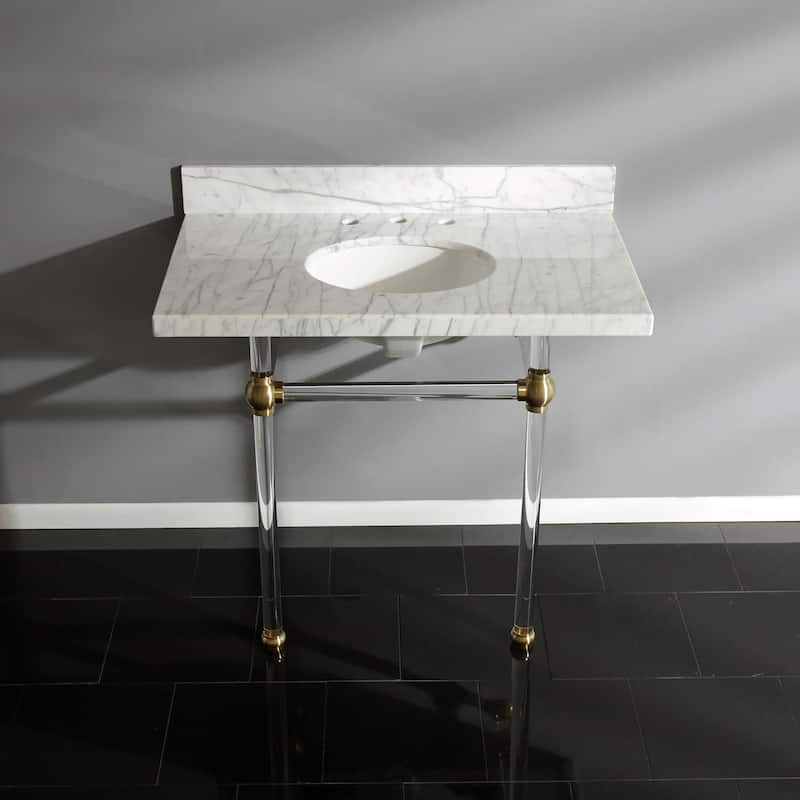 Kingston Brass Templeton 36" Oval Marble Wall Mounted Bathroom Console