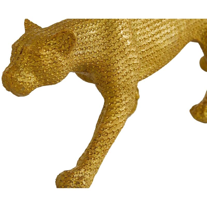 Polystone Leopard Decorative Sculpture - Set of 2 Black or Gold - Roche River Decor