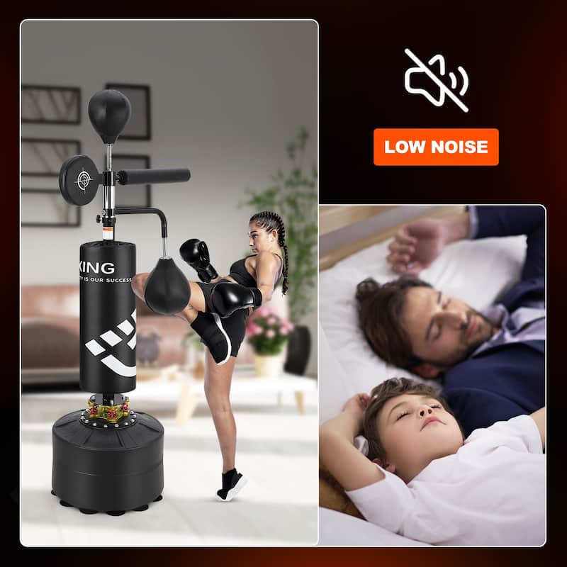 5 in 1 Punching Bag with Stand for Adult Kids with 2 Speed Bag Adjustable Height