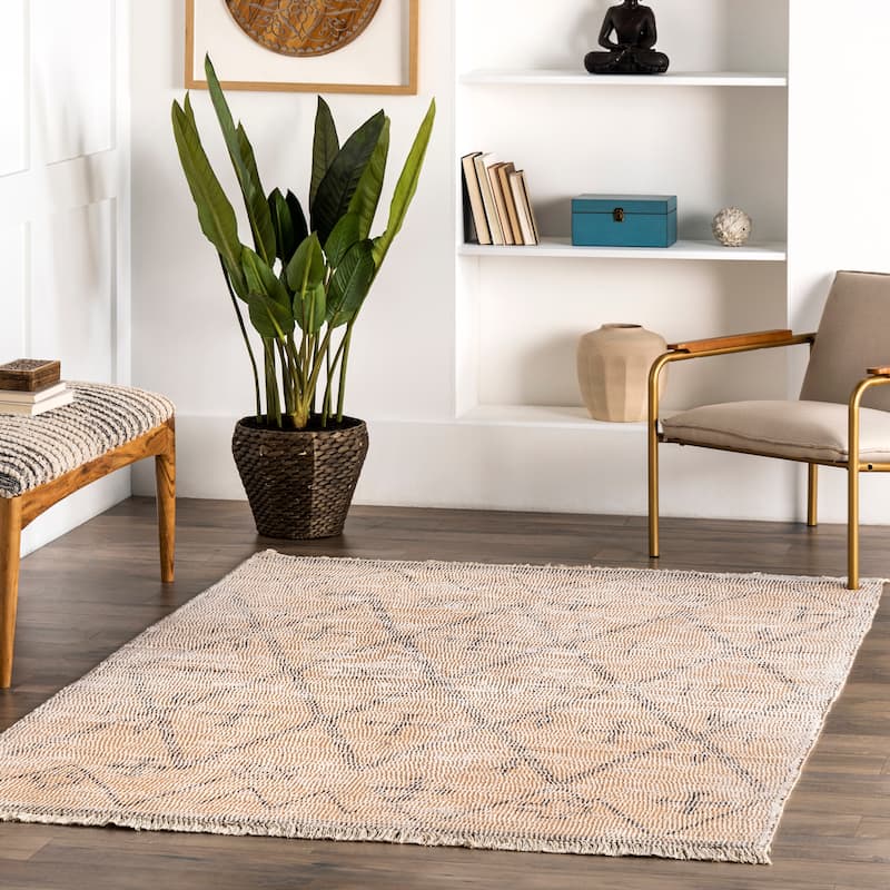Nuloom Chantal Tribal Hand Woven Trellis Area Rug - 5' x 8' - Beige - Rectangle