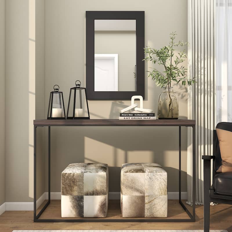 Black Wooden Room Wall Mirror