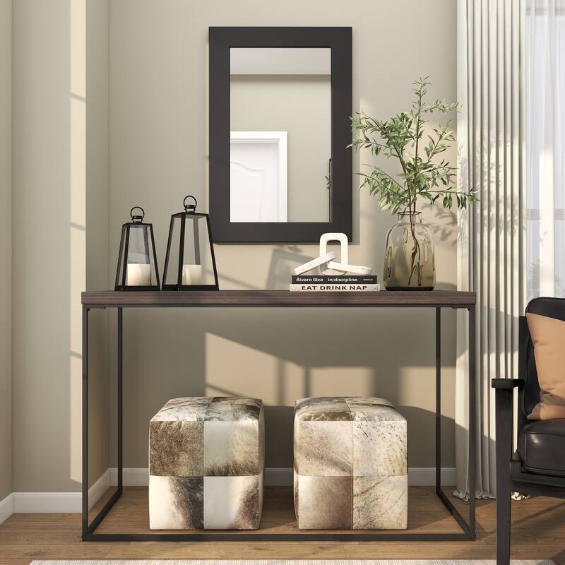 Wooden Rectangular Minimalistic Room Wall Mirror - White or Black - Roche River Decor - Black - 24"W, 36"H