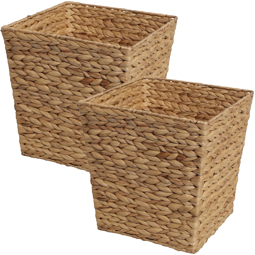 Theo Farmhouse Handwoven Water Hyacinth 4.8-Gallon Tapered Square Wicker Watebasket (Set of 2)