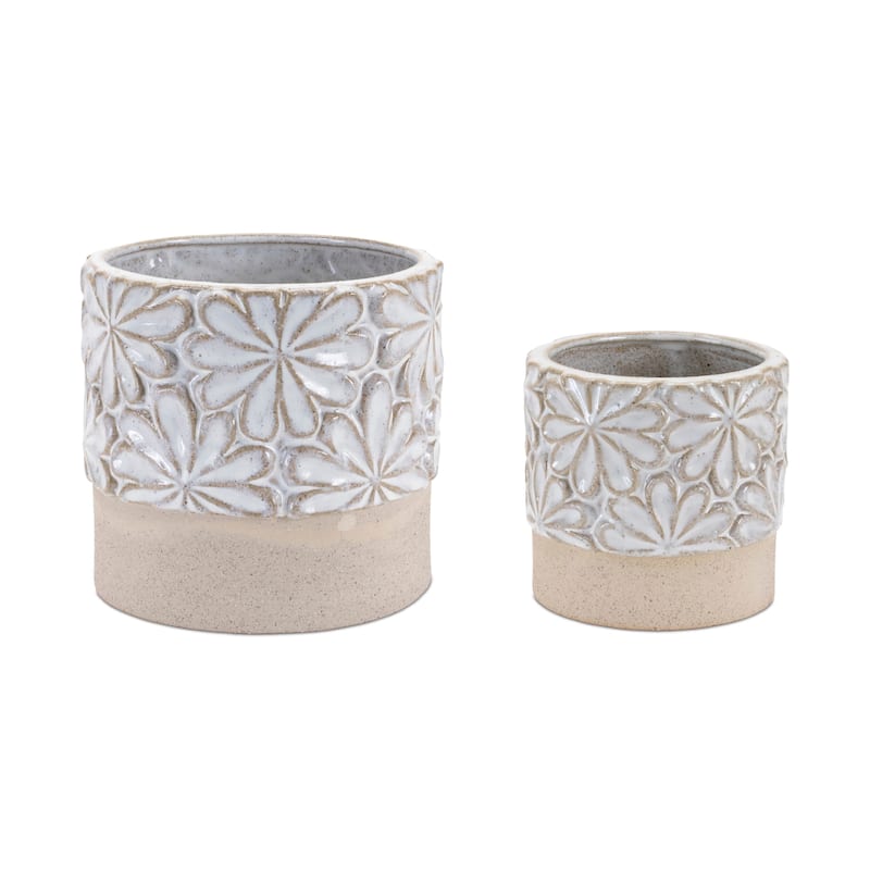 Ceramic Floral Planter (Set of 2)