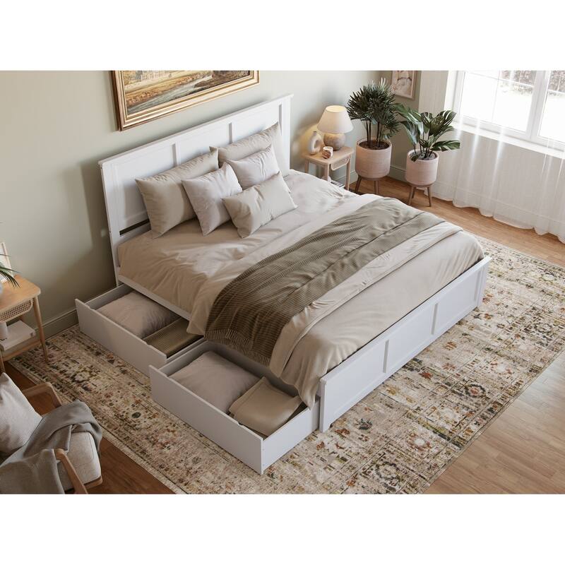 Madison Platform Bed with Matching Footboard with Storage Drawers