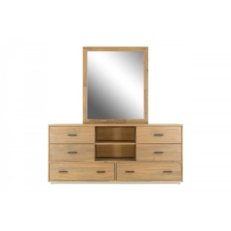 HomeRoots 63" Walnut Six Drawer Combo Dresser - Brown - 6-drawer