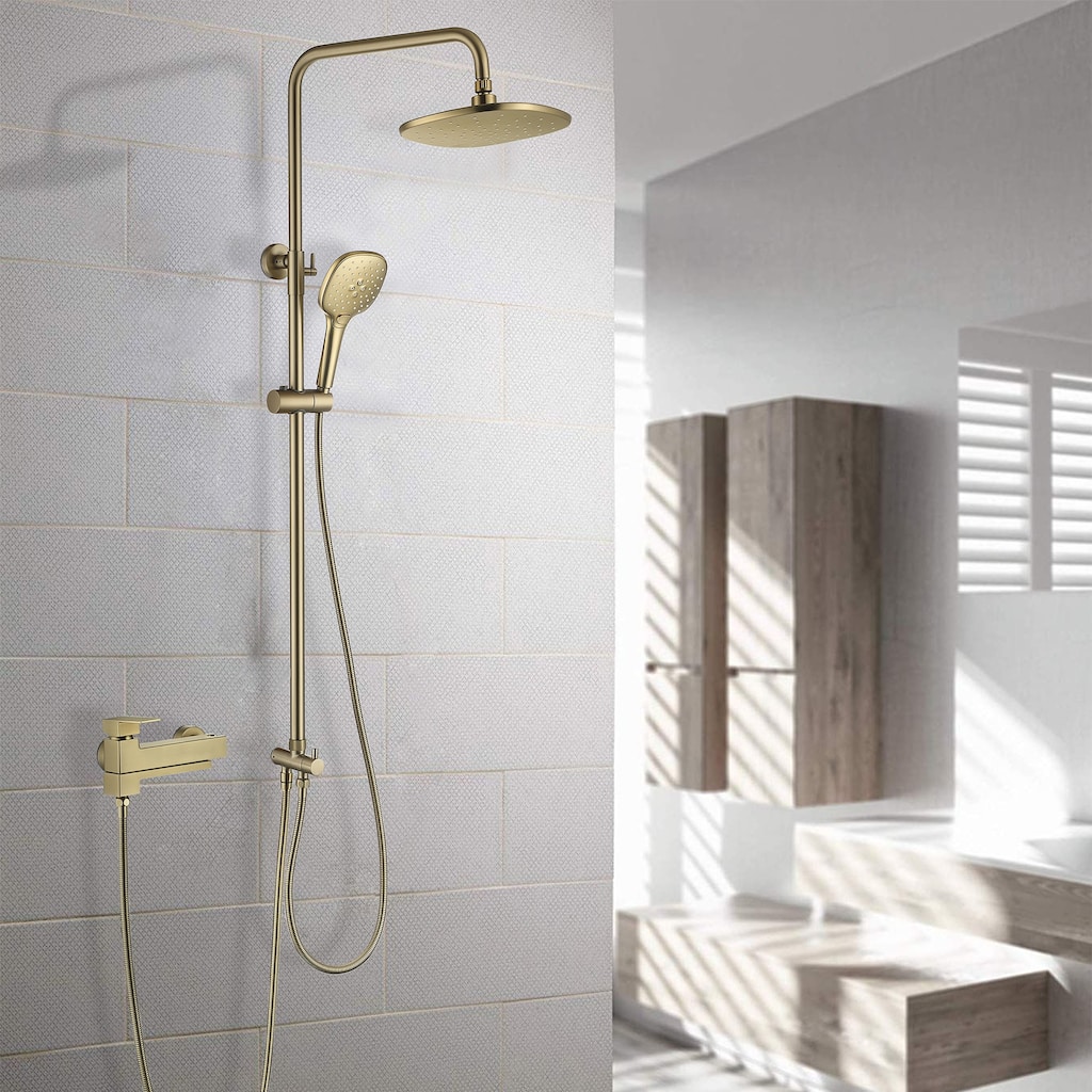Wall Mounted 3-Function Rainfall Shower System With Tub Spout And Rough-In Valve