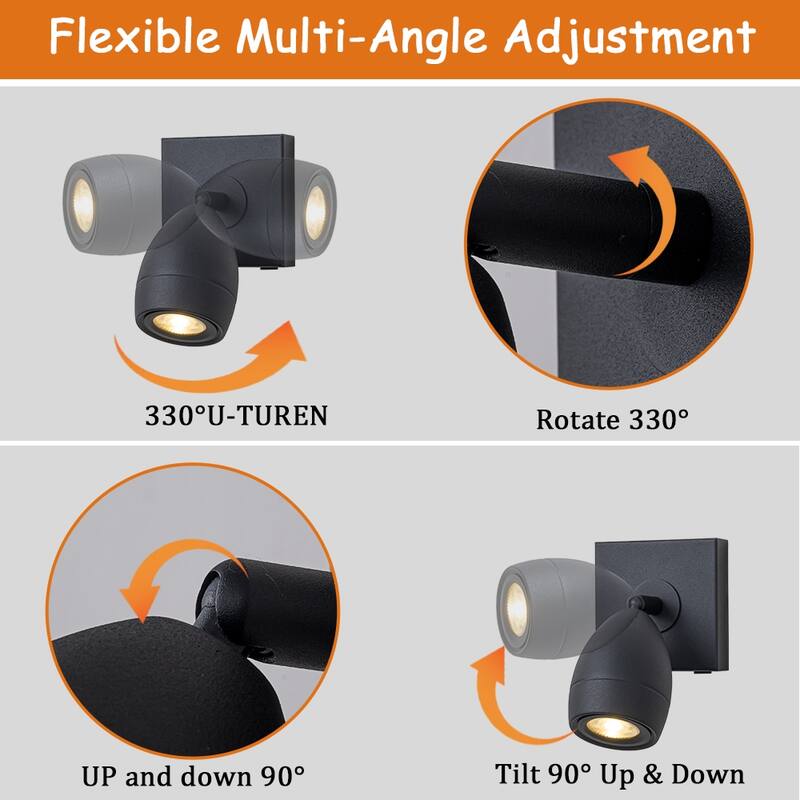 Black Cordless Wall Sconce Rechargeable with Touch & Remote Control, Adjustable and Stepless Dimmable Accent Light(2 Pack) - W5"