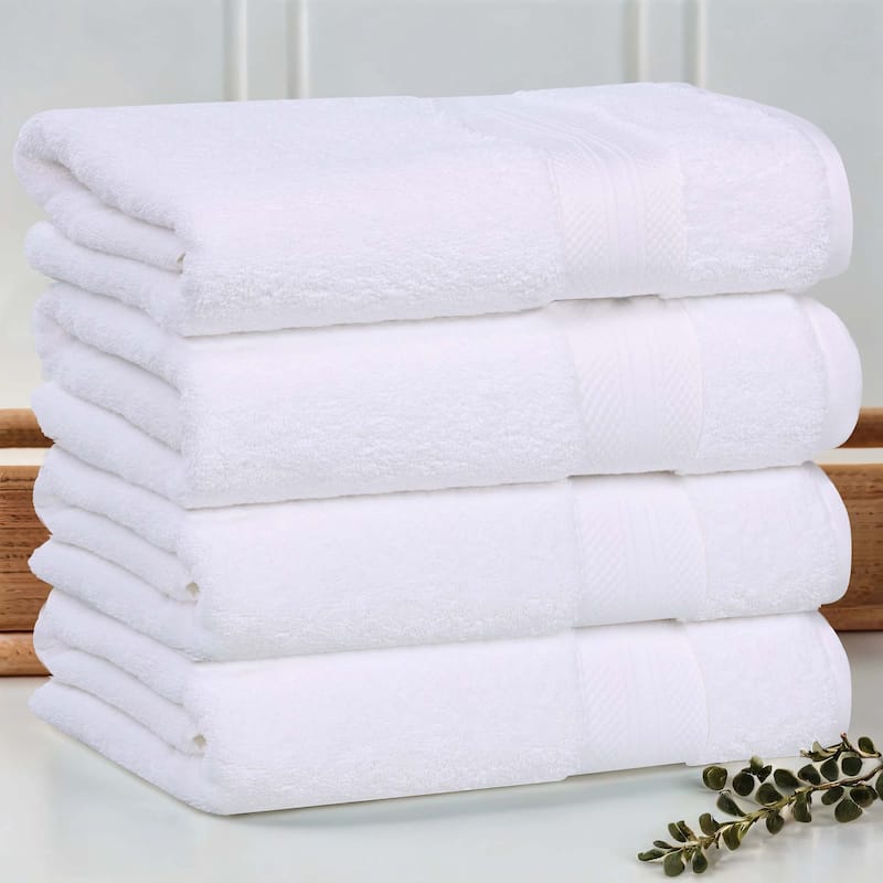 Superior Aria Turkish Cotton Heavyweight Bath Towel Set of 4 - White