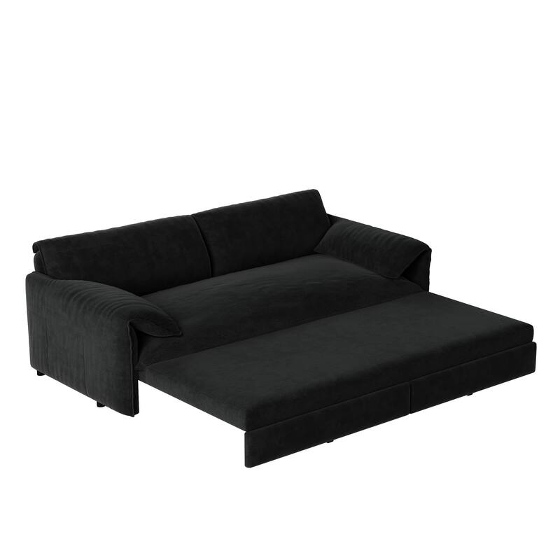 GDFStudio - Velvet 66" Convertible Velvet Sofa Bed with Side Storage