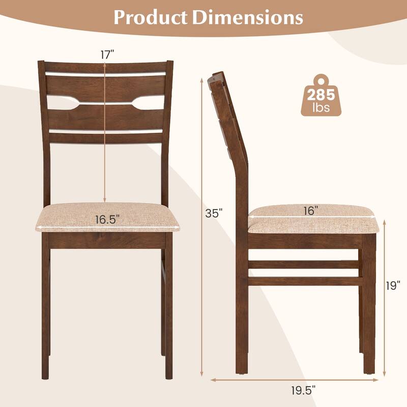 Gymax Dining Chair Set of 4 w/ Rubber Wood Frame Padded Seat Curved
