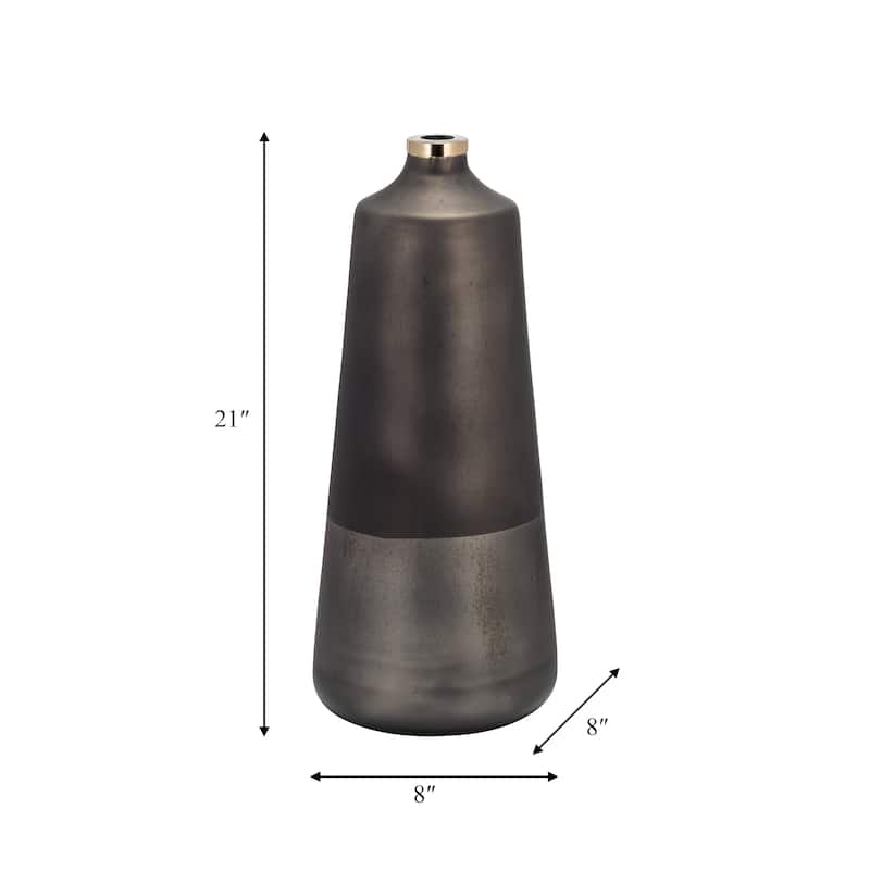 Sagebrook Home Modern Neutral Glass & Aluminum Vase