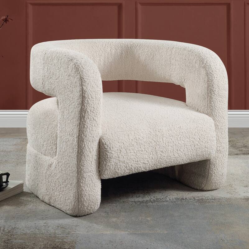 Teddy Sherpa Upholstered Accent Chair in White