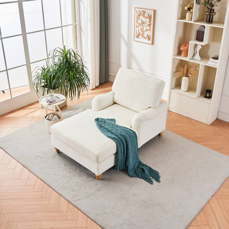 Modern Mid-Century Indoor Oversized White Foam Chaise Lounger Sleeper Sofa - Multi-Color