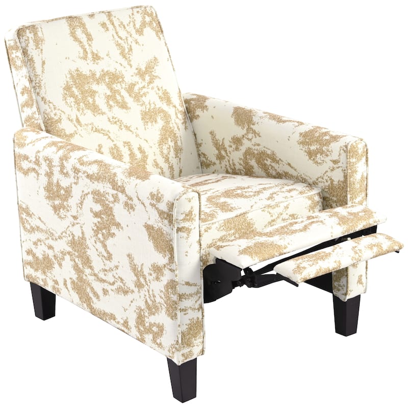 Recliner Chair with Adjustable Push-Back Mechanism, Armchair with Wood Legs, Deep Seating Lounge Chaise Chair