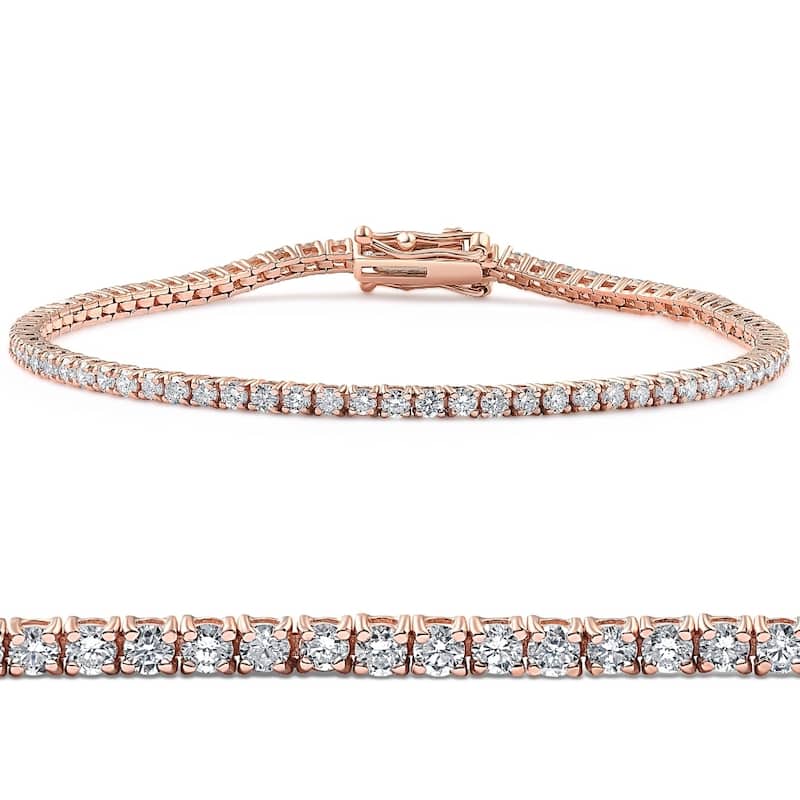 Bliss Diamond 3 Ct Lab Grown Diamond Tennis Bracelet 7" Rose Gold - Rose - 7 Inch