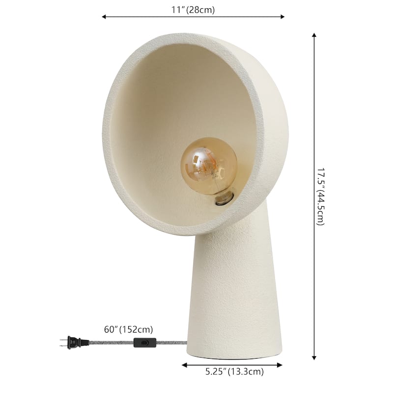 Claude 17.5" Contemporary Minimalist Resin Half-Globe Column LED Table Lamp