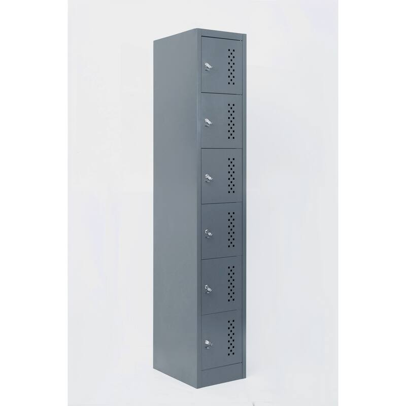 Metal garage storage cabinet, six separate storage compartments - 70.98-inch steel lock cabinet