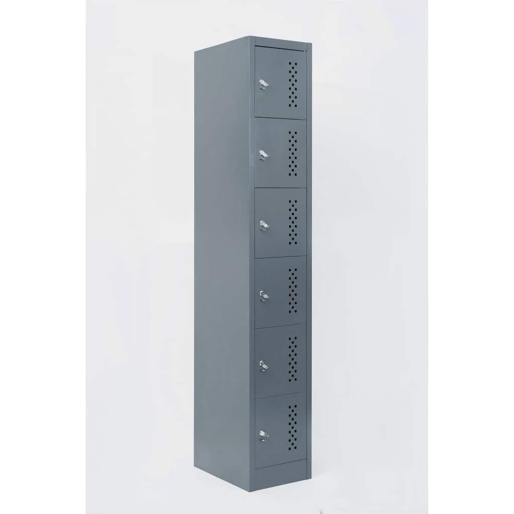 Metal garage storage cabinet, six separate storage compartments - 70.98-inch steel lock cabinet