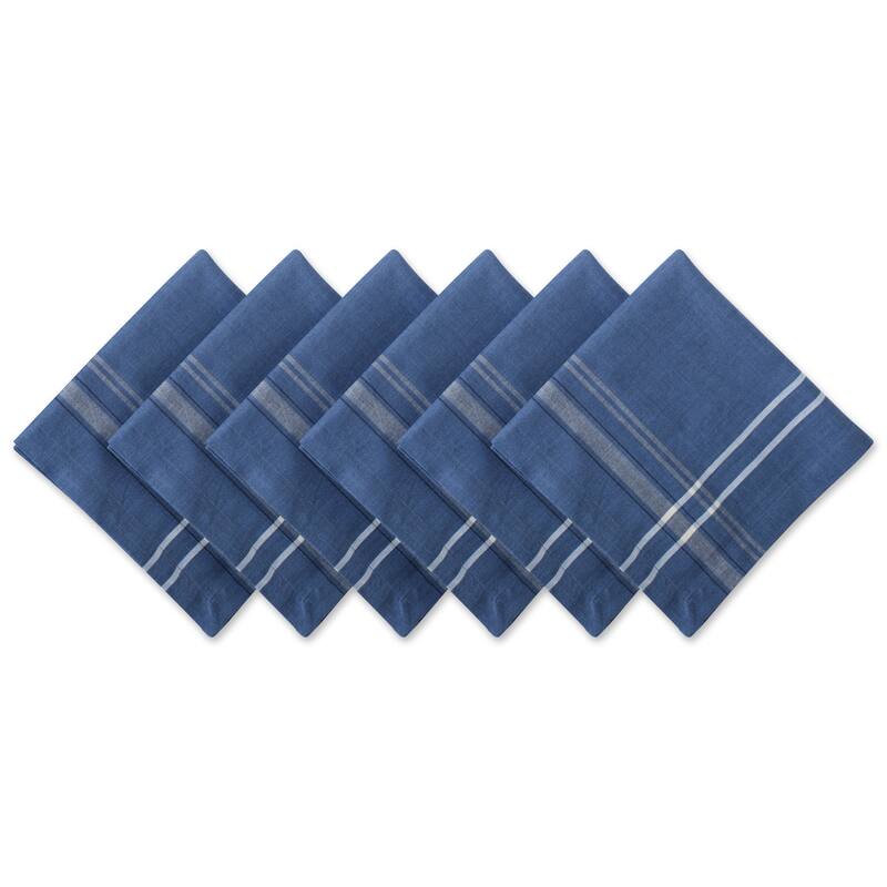 Design Imports Black French Stripe Napkin Set (Set of 6) - Blue Chambray