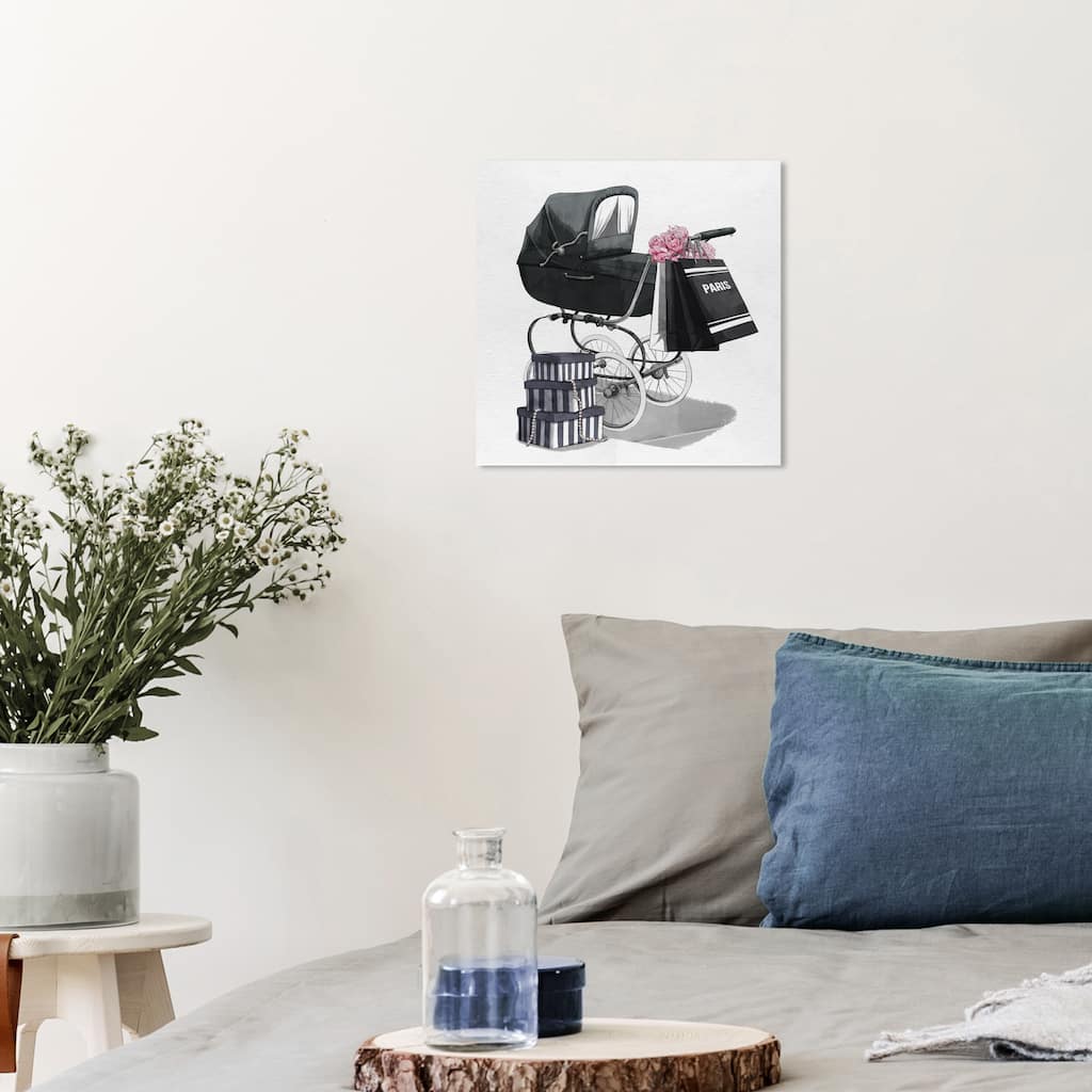 Wynwood Studio Prints Fashion and Glam Fashion Stroller Black and Modern & Contemporary Wall Art Canvas Print