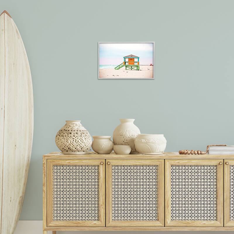 Stupell No Lifeguard On Duty Framed Giclee Art Design By Seven Trees Design