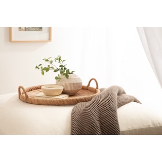 Kate and Laurel Cormont Rattan Serving Tray