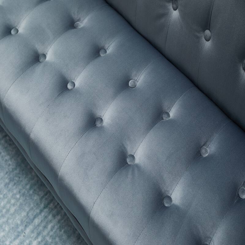 Velvet Sofa Bed, Golden Legs, Easy Assembly for Small Spaces